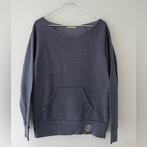 Pure Barre Alternative Earth Open Neck Logo Blue Sweatshirt Size Large